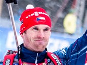 Michal lesingr po zvod s hromadnm startem v Oberhofu.