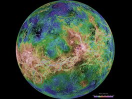 Povrch planety Venu�e, jak jej zachytila svými radary mezi roky 1990-1994 ...