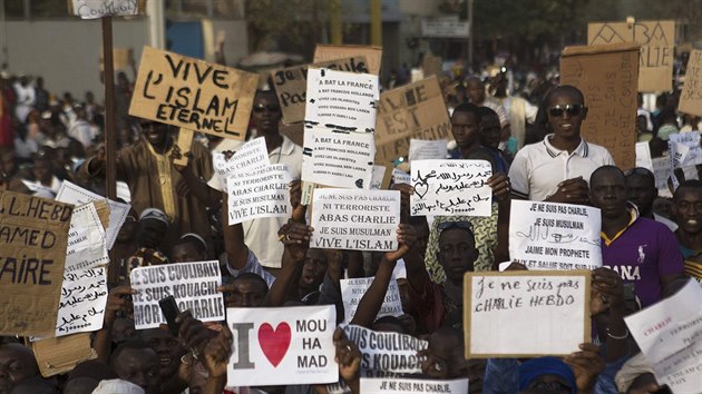 Demonstrace v Mali proti Charlie Hebdo (16. ledna 2014).