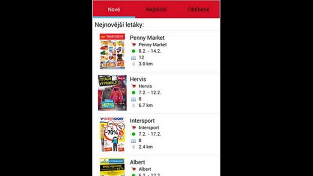 Pehled nejnovjch letk v aplikaci AknCeny.cz