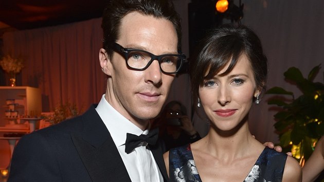 Benedict Cumberbatch a Sophie Hunterová na party po Zlatých glóbech (Beverly Hills, 11. ledna 2015)