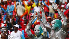 Fanouci Rovníkové Guiney pi zahajovacím zápase afrického ampionátu.