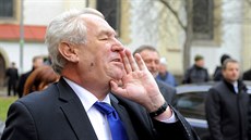 Prezident Milo� Zeman p�i náv�t�v� Pardubic (12. ledna 2015)