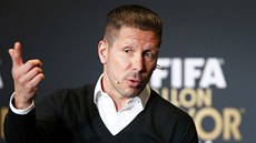 Trenér Diego Simeone z Atlétika Madrid na tiskové konferenci ped vyhláením...