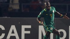 Moussa Sow ze Senegalu oslavuje sv�j gól proti Ghan�.