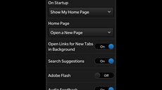 BlackBerry 10 - nastavení internetového prohlíee jsou hodn dkladná
