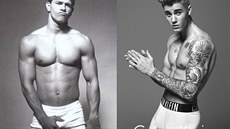 Mark Wahlberg a Justin Bieber v reklamě Calvin Klein v letech 1992 a 2015