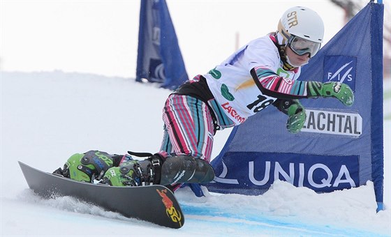 Ester Ledecká v kvalifikaci paralelního slalomu na mistrovství svta v Rakousku.
