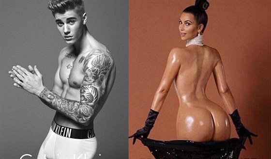 Justin Bieber v reklam Calvin Klein a Kim Kardashianová na obálce magazínu...