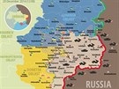 Mapa boj na východ Ukrajiny, kterou na konci prosince zveejnila Ukrajinská...