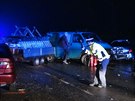 Hromadná nehoda ochromila silnici R4 u Mníku pod Brdy.