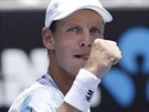 TOHLE VYLO. Tom Berdych ve druhm kole Australian Open.