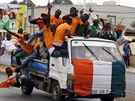 Fanouci z Pobeí slonoviny na fotbalovém mistrovstgí Afriky.