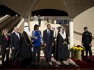 Obamovi s novým králem Saúdské Arábie Salmánem (Rijád, 27. ledna 2015).