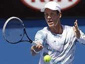 SOUSTEDN. Tom Berdych ve druhm kole Australian Open.