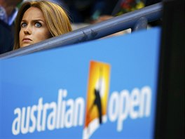 Kim Searsov, ptelkyn tenisty Andyho Murrayho, sleduje semifinle Austrailan...