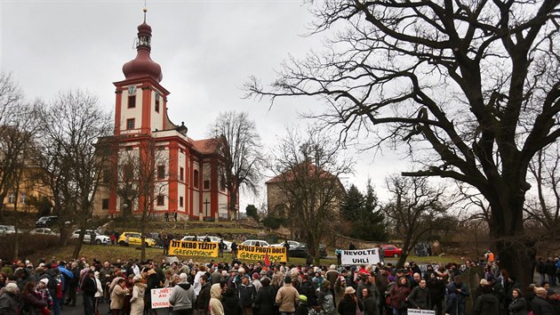 Demonstrace proti prolomen tebnch limit v Hornm Jietn. (28. ledna 2015)