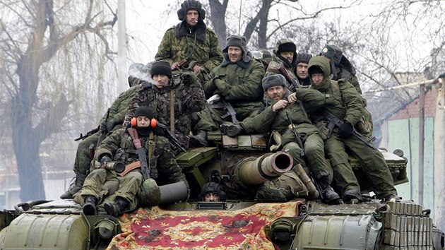 Tank proruských separatisů v Doněcku (22. ledna 2015)