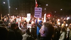Demonstrace stoupenc hnutí Pegida v Kodani (19. ledna 2015)