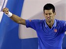 Novak Djokovi slaví postup do finále Australian Open.