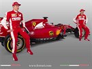 Kimi Räikkönen (vlevo) a Sebastian Vettel ped vozem ferrari pro sezonu 2015.