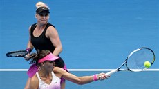 Lucie afáová odehrává míek na stranu soupeek ve finále Australian Open....