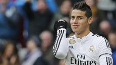 James Rodriguez, záloník Realu Madrid, oslavuje svoji trefu.