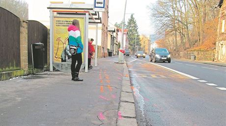 Zastávka v dínské Teplické ulici, na kterou opilý idi vjel.