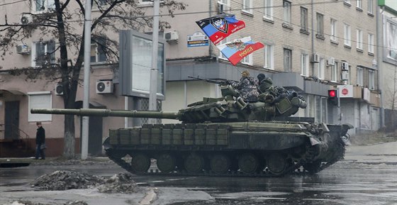 Tank proruských separatistů v Doněcku (1. února)