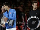 VÍTZ A PORAENÝ. Novak Djokovi se usmívá, Andy Murray je trochu zasmuilý.