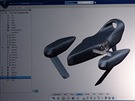 Rozhraní programu Solidworks Industrial Design a nákres vodního dronu.