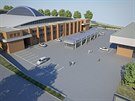 Plnovan podoba prostranstv mezi zimnm stadionem a sportovn halou.