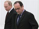 Ruský prezident Vladimir Putin a francouzský prezident François Hollande na...