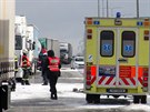 Hromadná nehoda na Praském okruhu v nedli 8. února.
