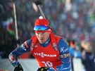 Michal lesingr na trati sprintu v Novém Mst na Morav