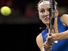 Tereza Smitková bhem dvouhry v 1. kole Fed Cupu proti Kanad