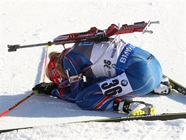 Eva Puskarkov v cli sprintu v Novm Mst na Morav