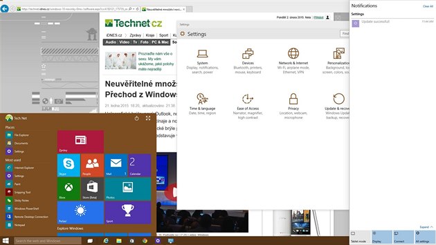 Nov testovac verze Windows 10 pin napklad vizuln zmnu Nastaven a novou notifikan litu.