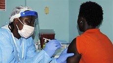 Očkování proti ebole v Libérii (2. února 2015).