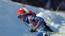Biatlonistka Veronika Vítková na trati sprintu v Novém Mst na Morav