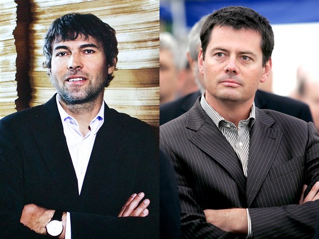 Petr Kellner (vpravo) s Karlem Komárkem vedli podnikatelský duel o ovládnutí Sazky. Sv�j podíl Kellner nakonec prodal.