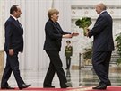 Francouzský prezident François Hollande a nmecká kancléka Angela Merkelová se...