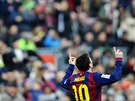 Lionel Messi oslavuje gól v utkání proti Levante.