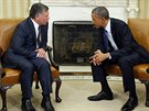 Jordánský král Abdalláh II. (vlevo) jednal s americkým prezidentem Barackem...