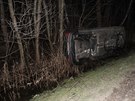 Nehoda volkswagenu na Hodonínsku (15. února 2015).