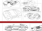 Moderní verze automobilu Jawa Minor Roadster na kresbách Daniela Krejího. Pi...