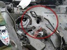 Detail zásahu tanku T-64BV protitankovou stelou vypálenou s nejvtí...