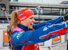 Vysmátá biatlonistka Gabriela Soukalová po sprintu v Oslu