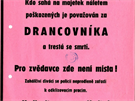 Plakát vylepovaný v Praze po náletu s hrozbou policejního prezidenta písného...