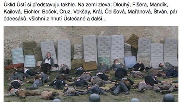 Svůj facebookový příspěvek Jiří Maryško umístil jako komentář pod událostí dobrovolné brigády s názvem "Úklid Ústí".